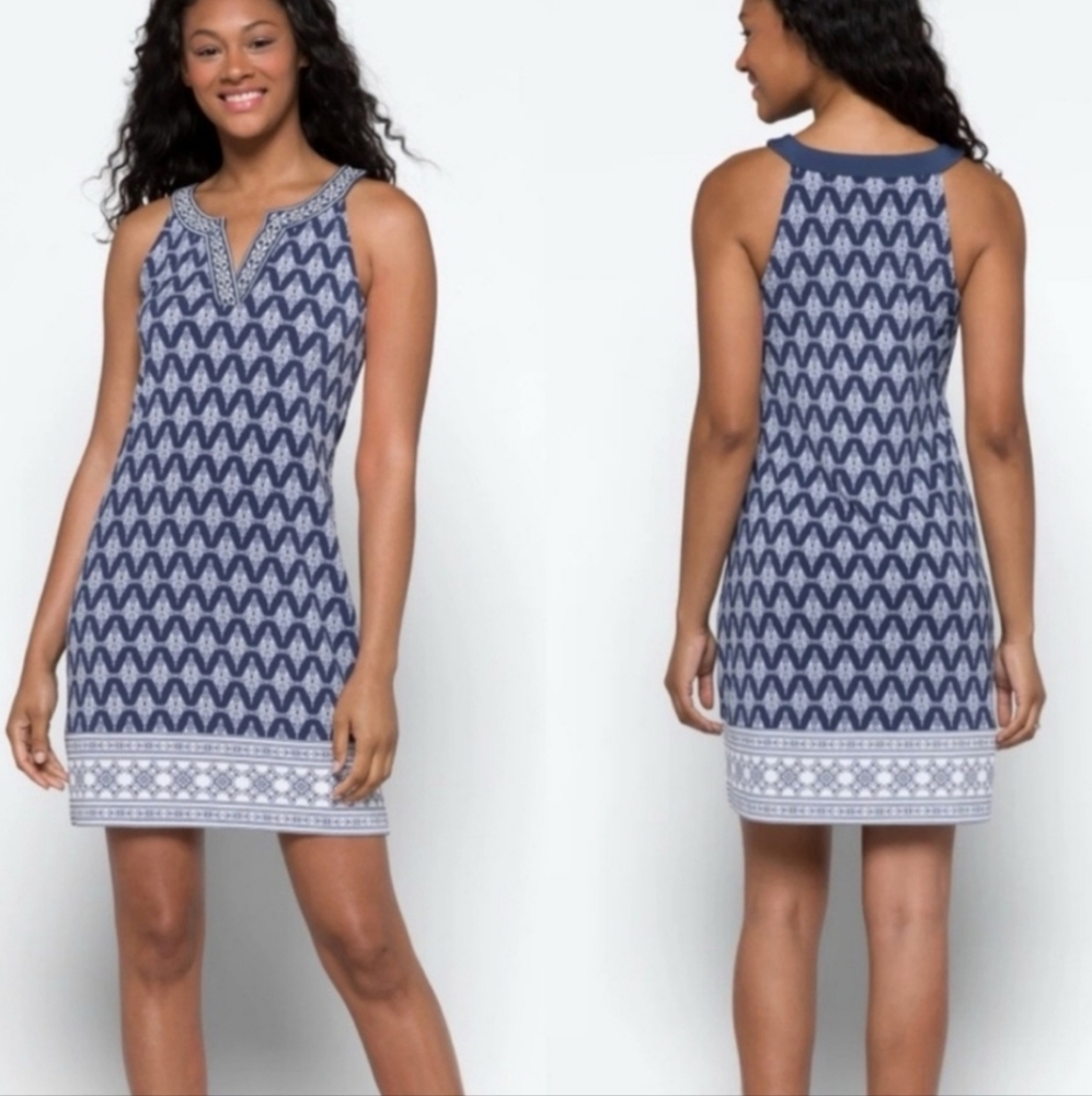 Magnolia Grace Blue and White Midi Shift Dress Size SP